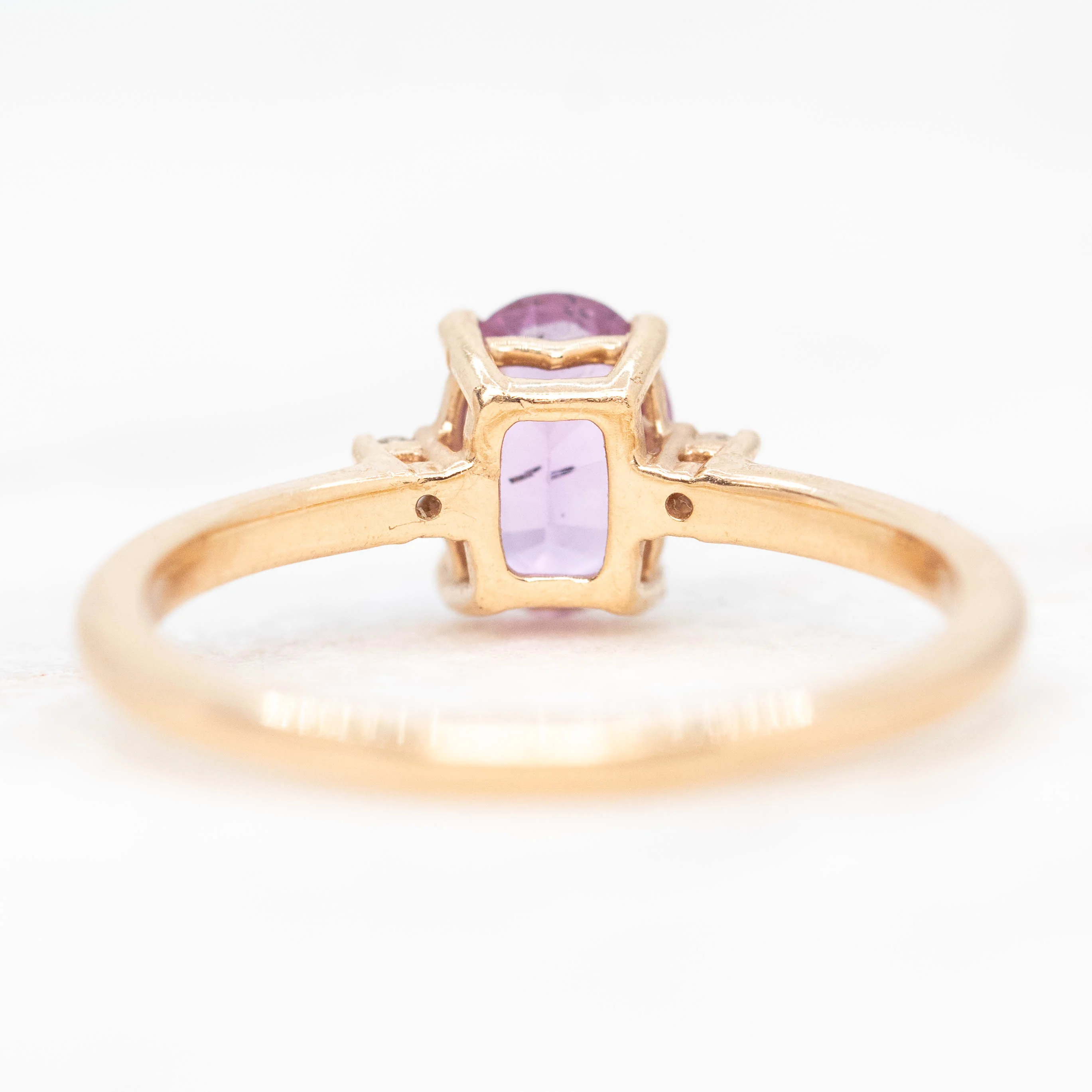 Terra Ring with a 1.05 Carat Pink Oval Sapphire and White Accent Diamonds in 14k Rose Gold - Ready to Size and Ship - Image 6