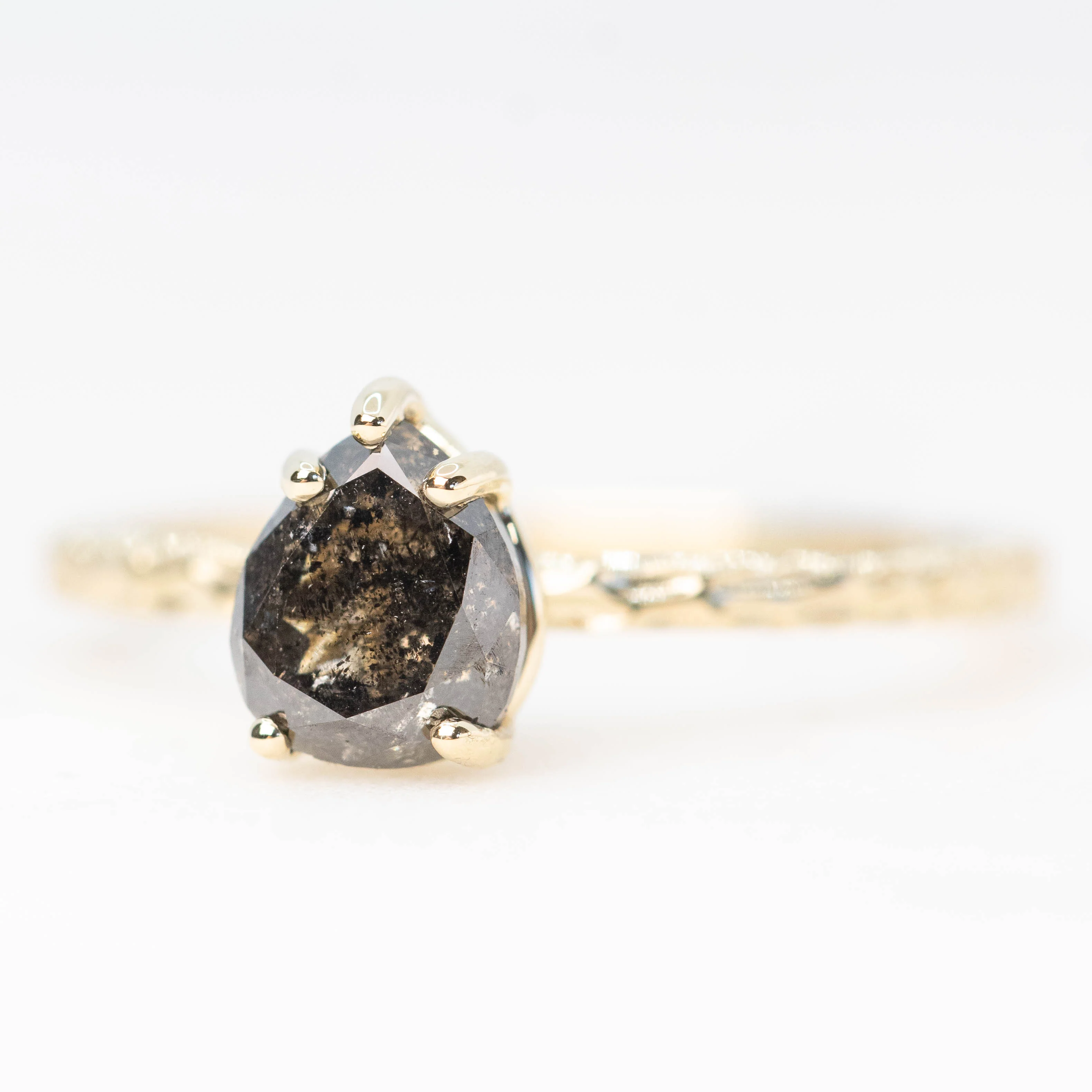 Tinker Ring with a 1.54 Carat Dark and Clear Pear Diamond in 14k Yellow Gold - Ready to Size and Ship - Image 3