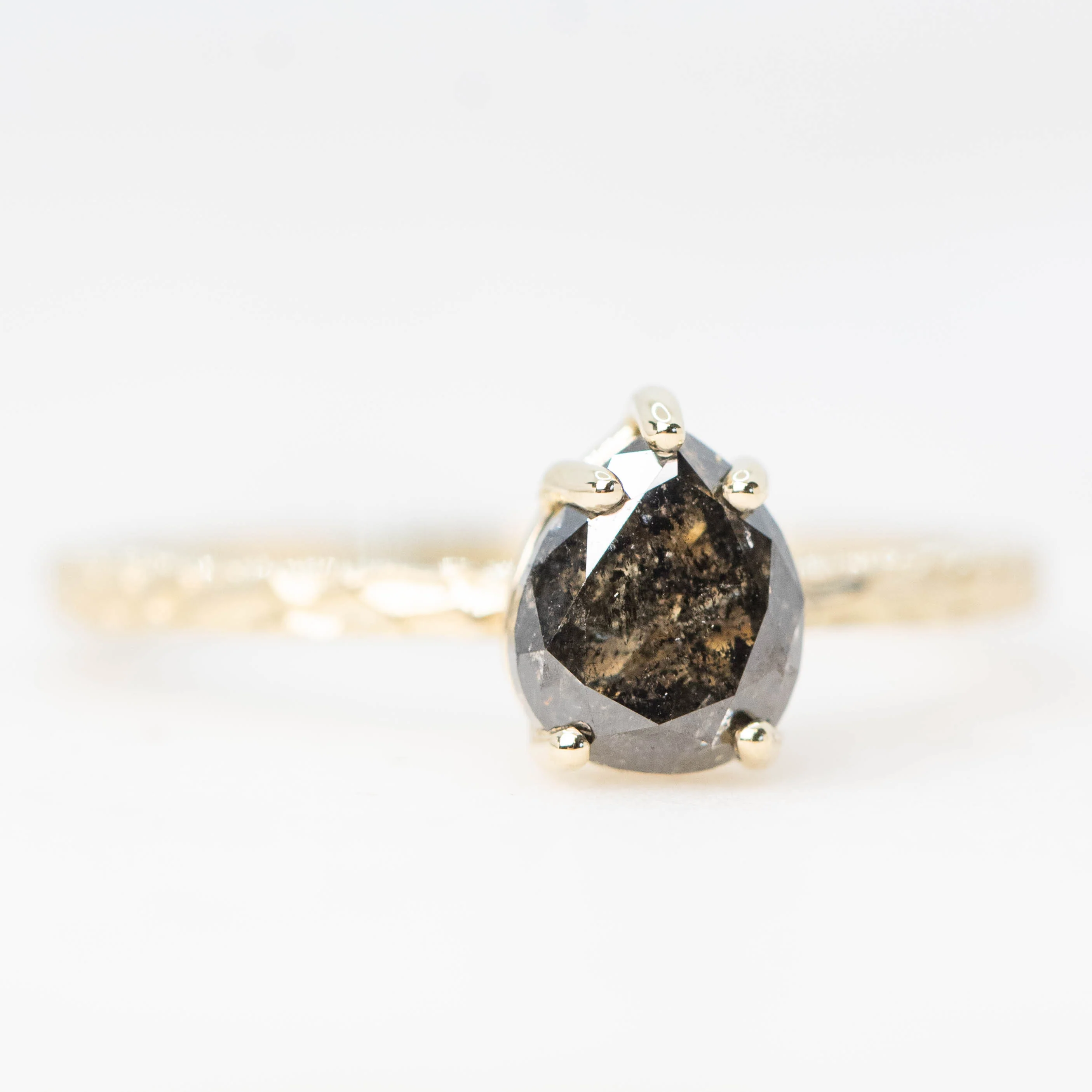 Tinker Ring with a 1.54 Carat Dark and Clear Pear Diamond in 14k Yellow Gold - Ready to Size and Ship - Image 4