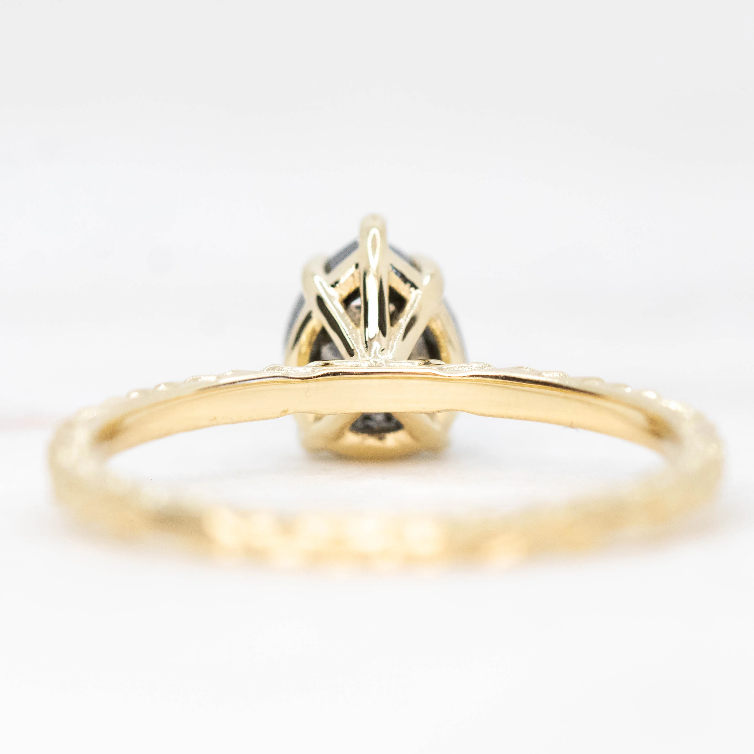 Tinker Ring with a 1.54 Carat Dark and Clear Pear Diamond in 14k Yellow Gold - Ready to Size and Ship - Image 6