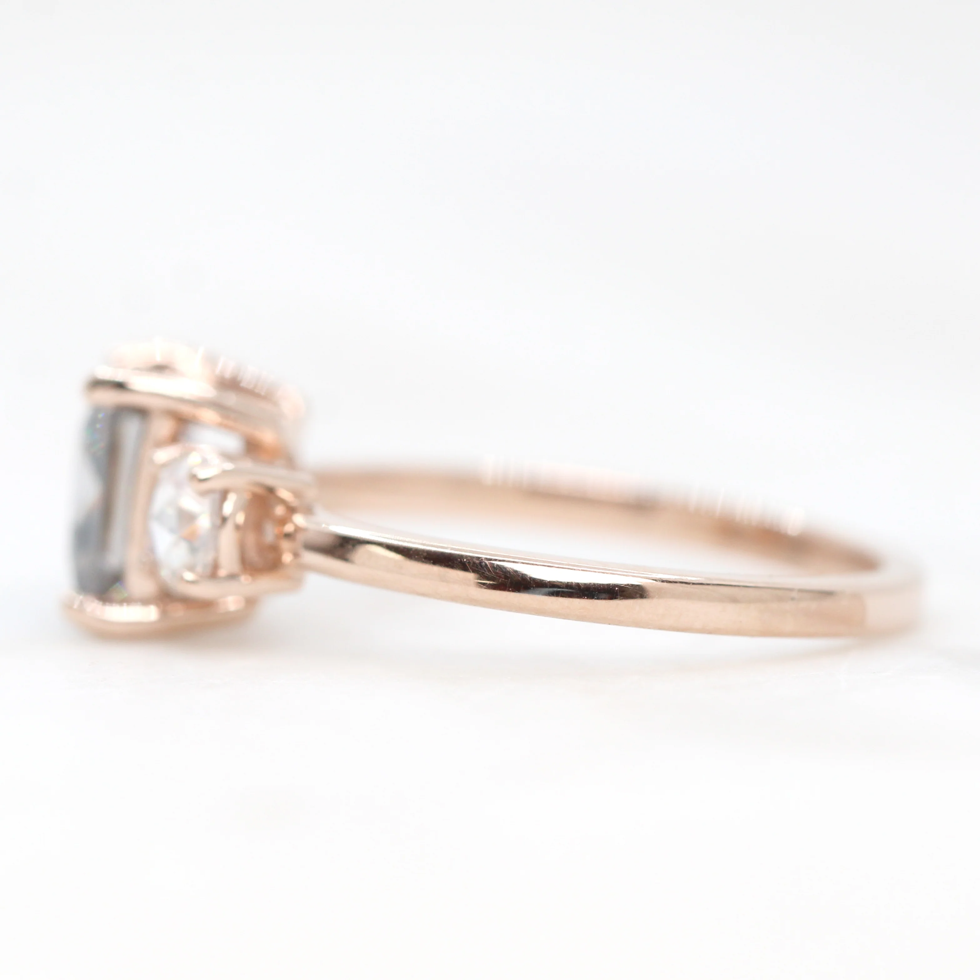 Toi et Moi Ring with a Princess Cut Gray Moissanite and a Round Clear Moissanite - Made to Order - Image 7