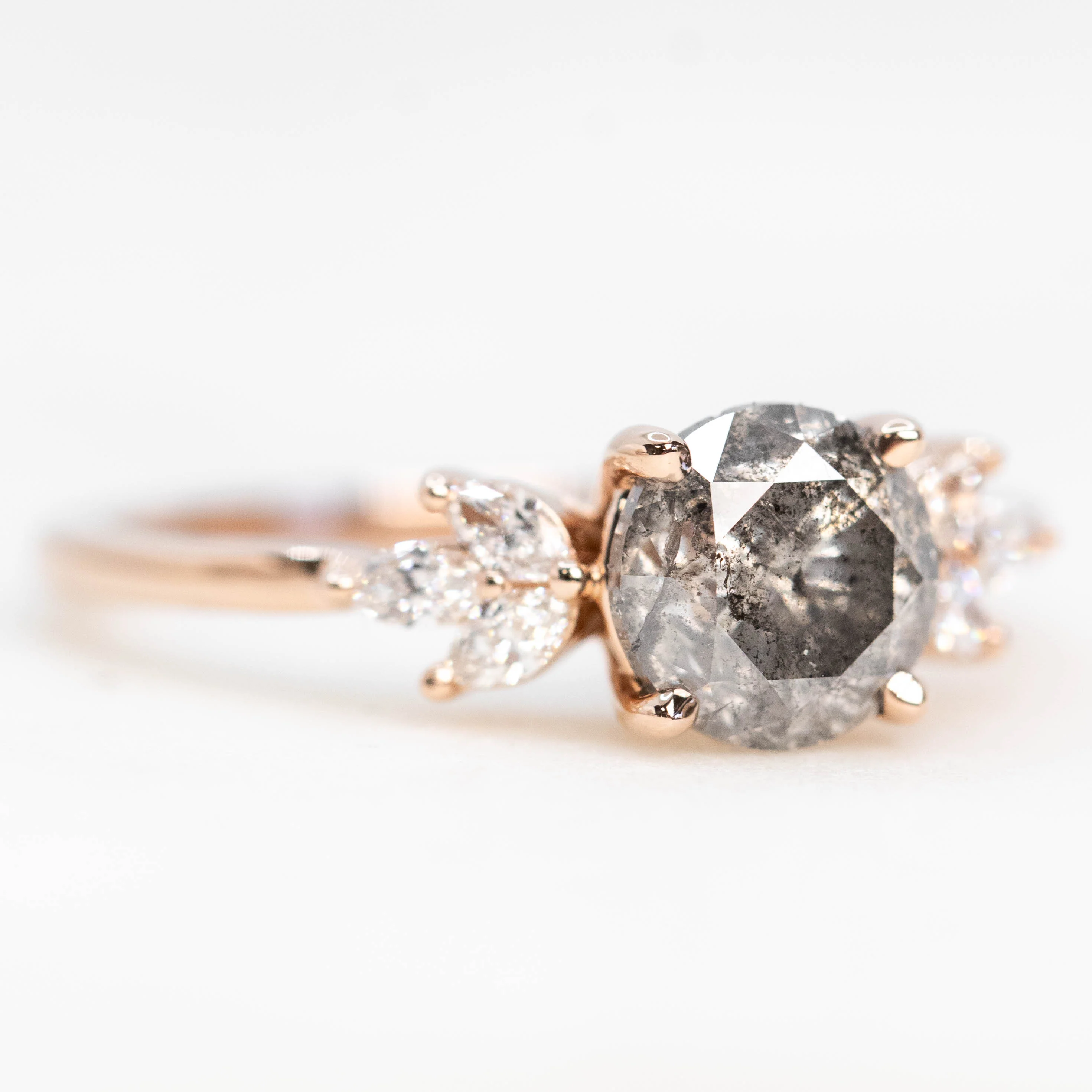 Tressa Ring with a 1.62 Carat Stormy Gray Diamond and White Accent Diamonds in 14k Rose Gold - Ready to Size and Ship - Image 4