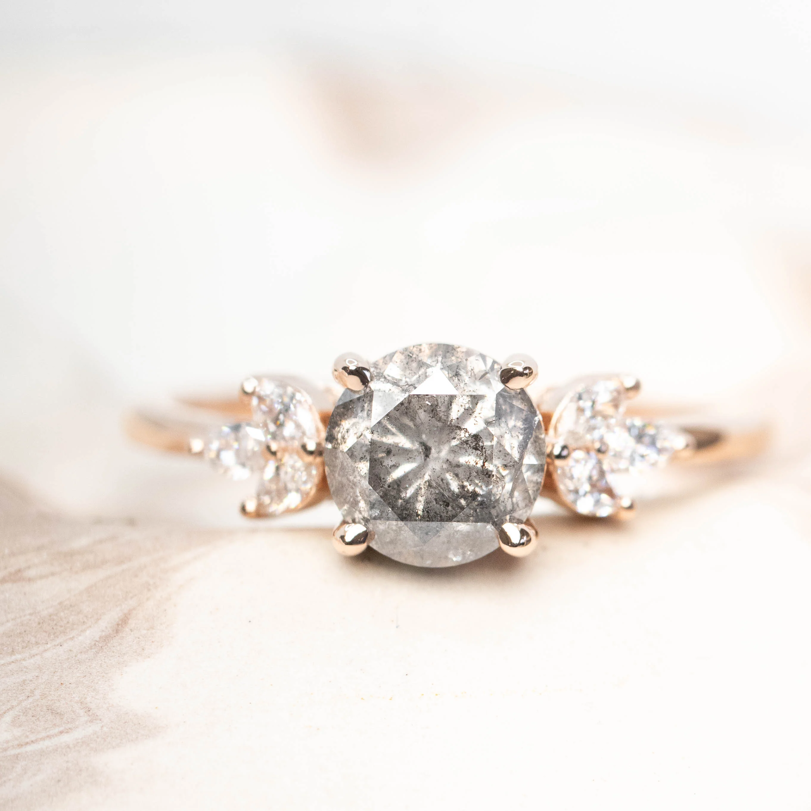Tressa Ring with a 1.62 Carat Stormy Gray Diamond and White Accent Diamonds in 14k Rose Gold - Ready to Size and Ship - Image 8