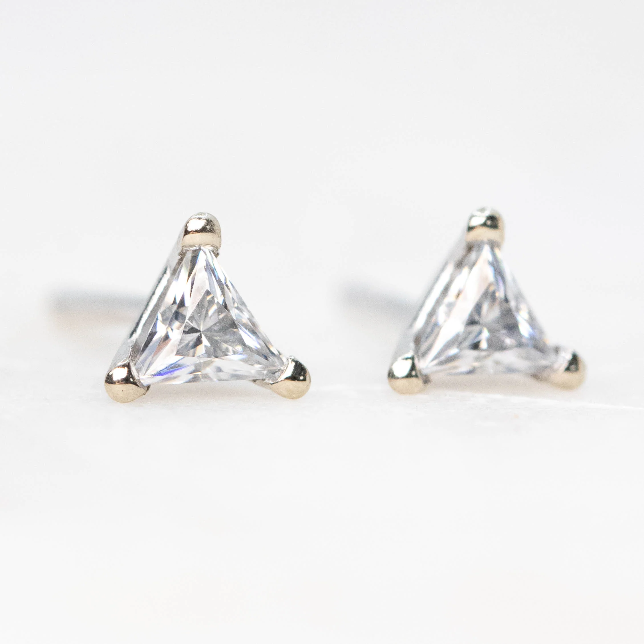 Triangle Moissanite Stud Earrings in 14k White Gold - Ready to Ship - Image 4