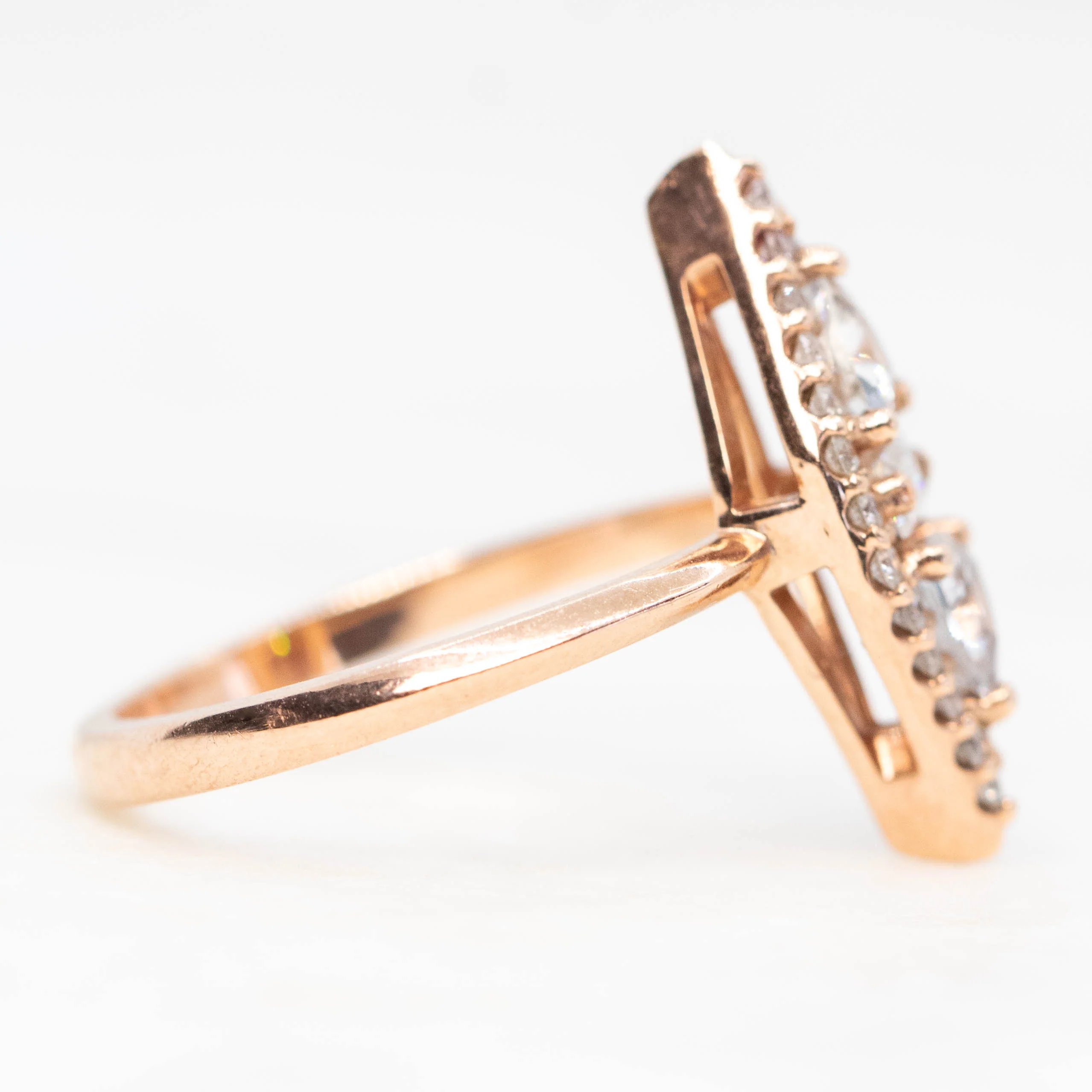 Valentina Ring with White Sapphires and Moissanite and Diamond Accents in 10k Rose Gold - Ready to Size and Ship - Image 5