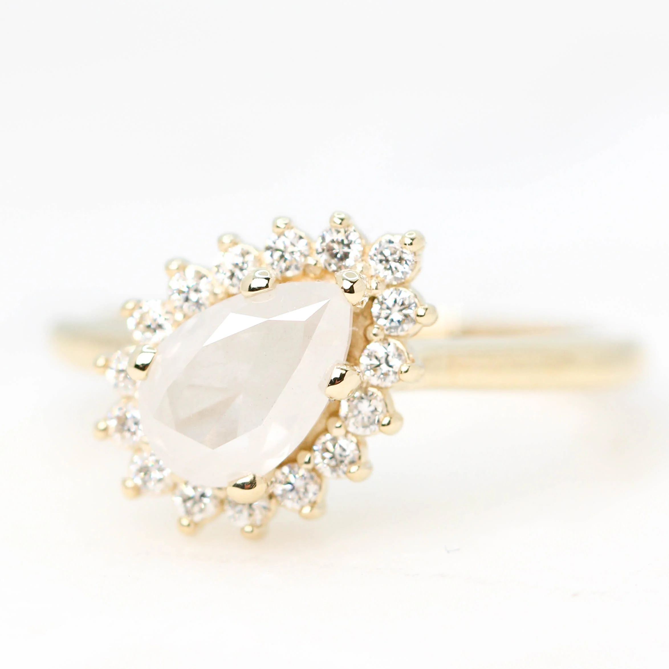 Velma Ring with a 1.30 Carat Misty White Pear Diamond and White Diamond Accents in 14k Yellow Gold - Ready to Size and Ship - Image 3