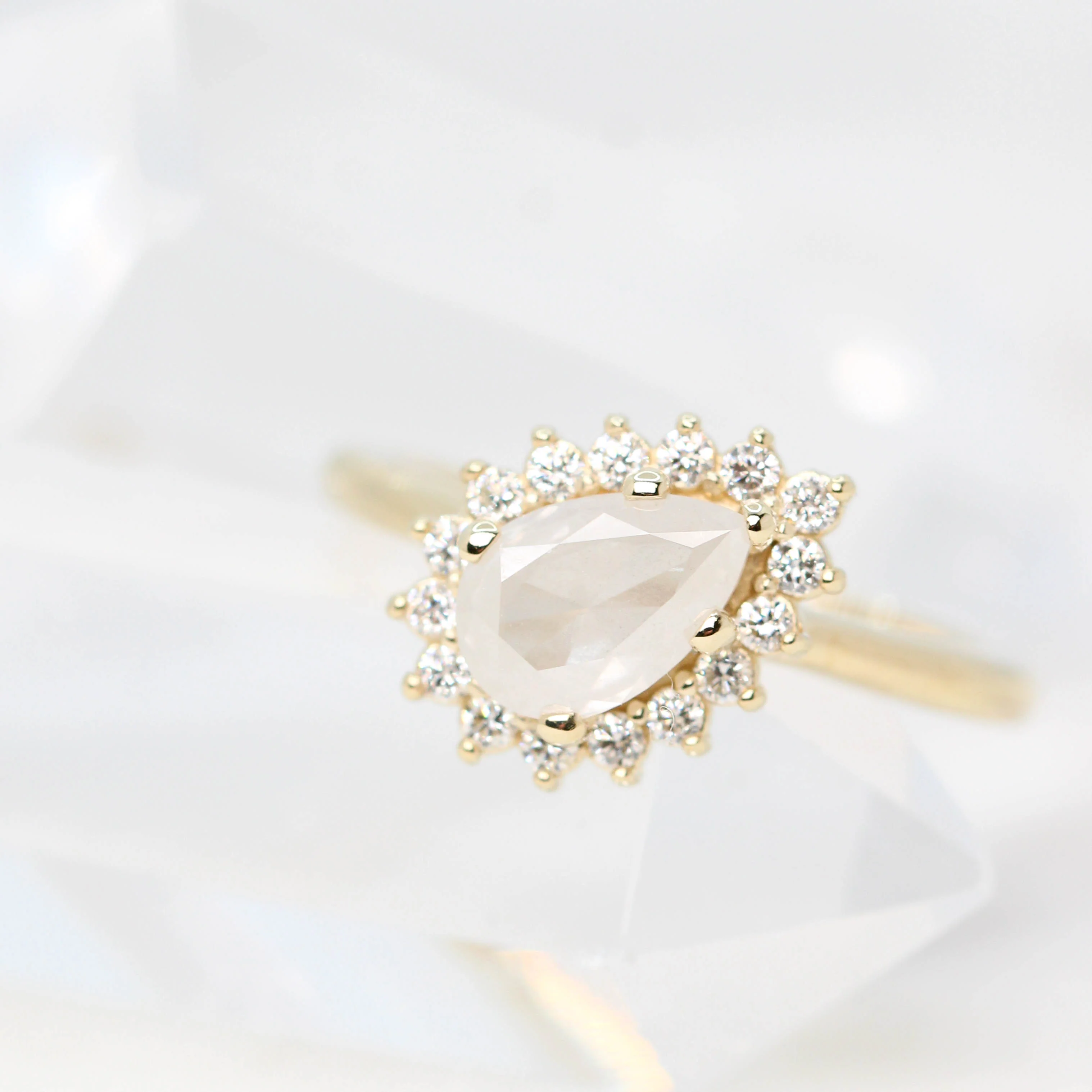 Velma Ring with a 1.30 Carat Misty White Pear Diamond and White Diamond Accents in 14k Yellow Gold - Ready to Size and Ship - Image 8