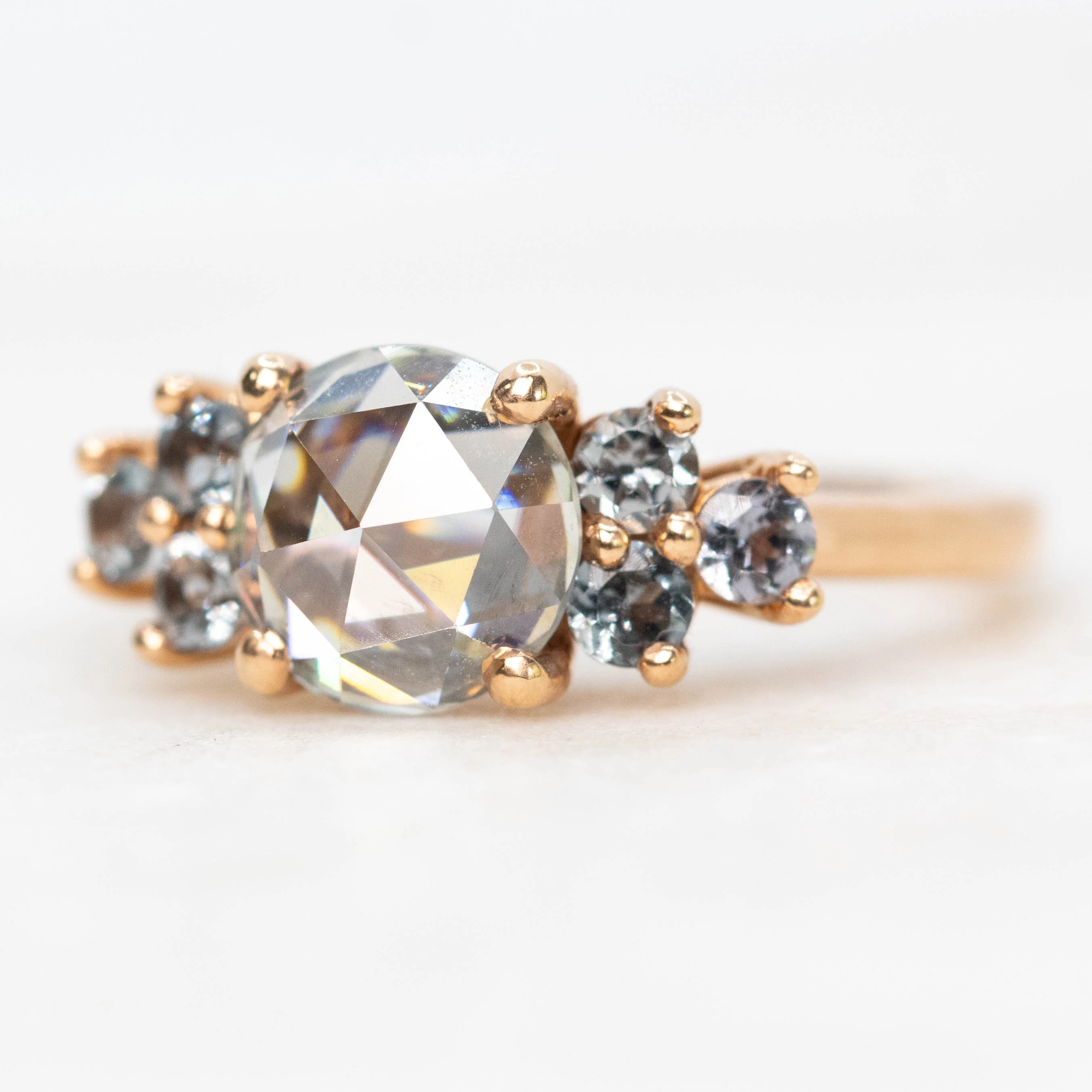Veragene Ring with a 1.40 Carat Round Moissanite and Spinel Accents in 14k Rose Gold - Ready to Size and Ship - Image 3