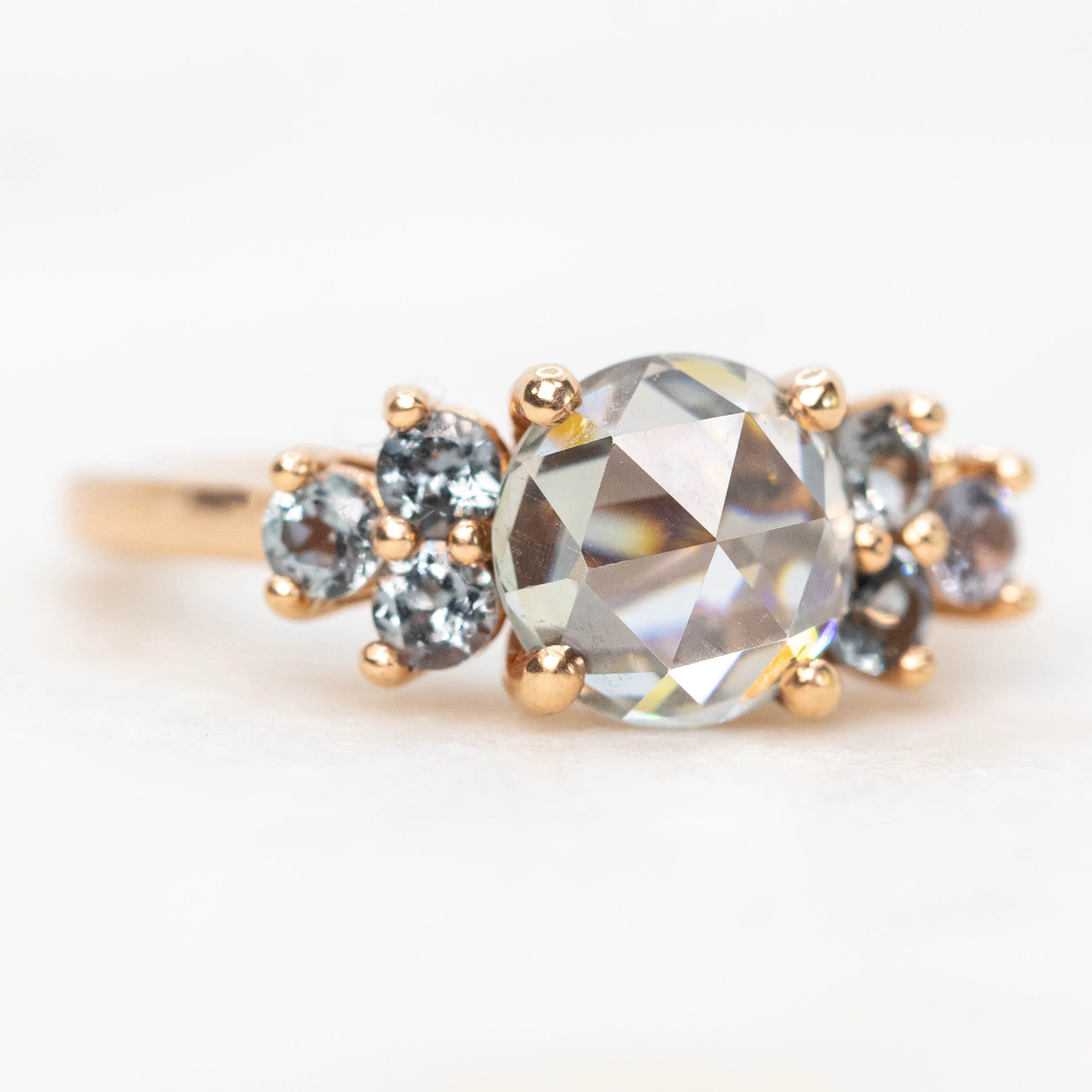 Veragene Ring with a 1.40 Carat Round Moissanite and Spinel Accents in 14k Rose Gold - Ready to Size and Ship - Image 4