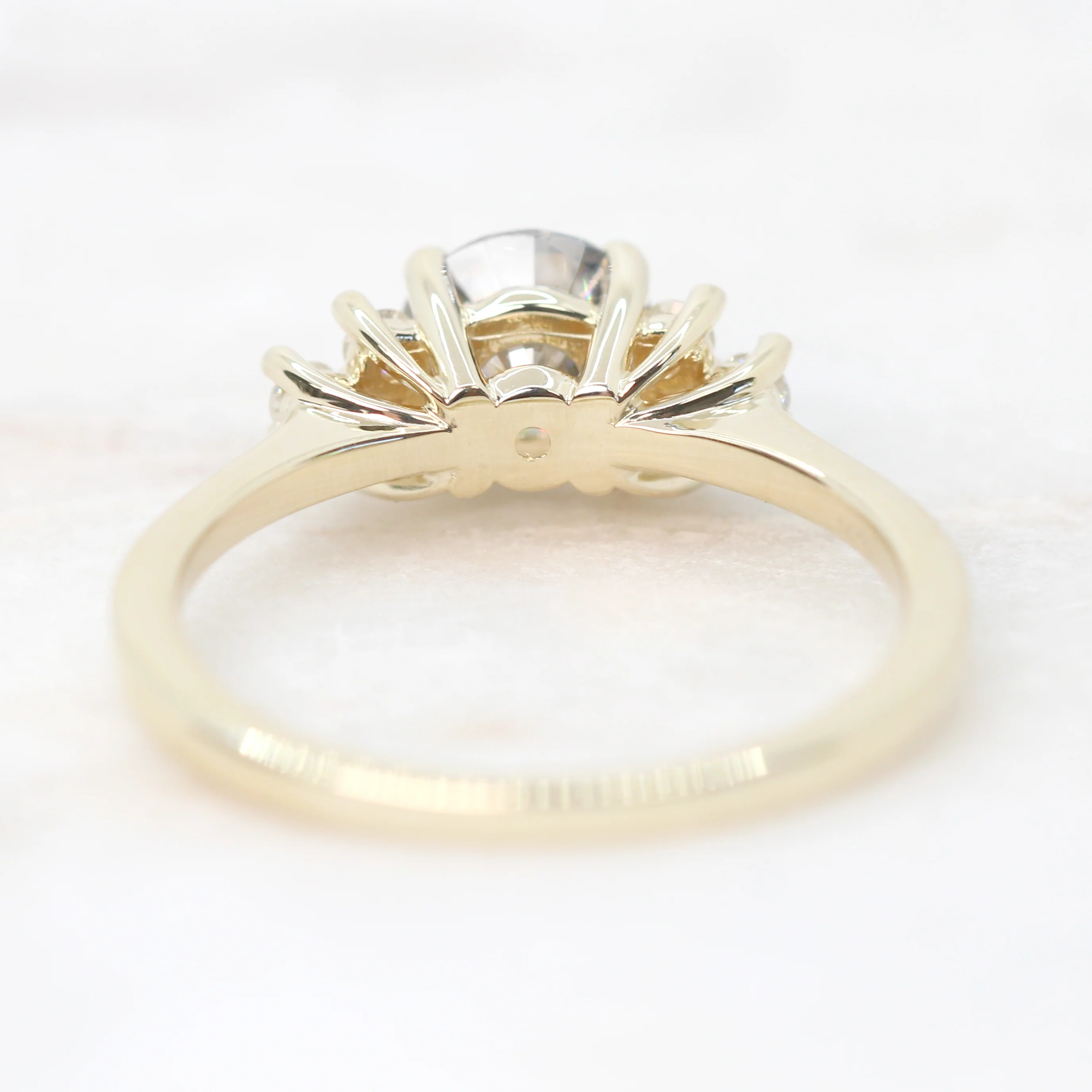 Veragene Ring with a 1 Carat Round Gray Moissanite and White Accent Diamonds - Made to Order - Image 6