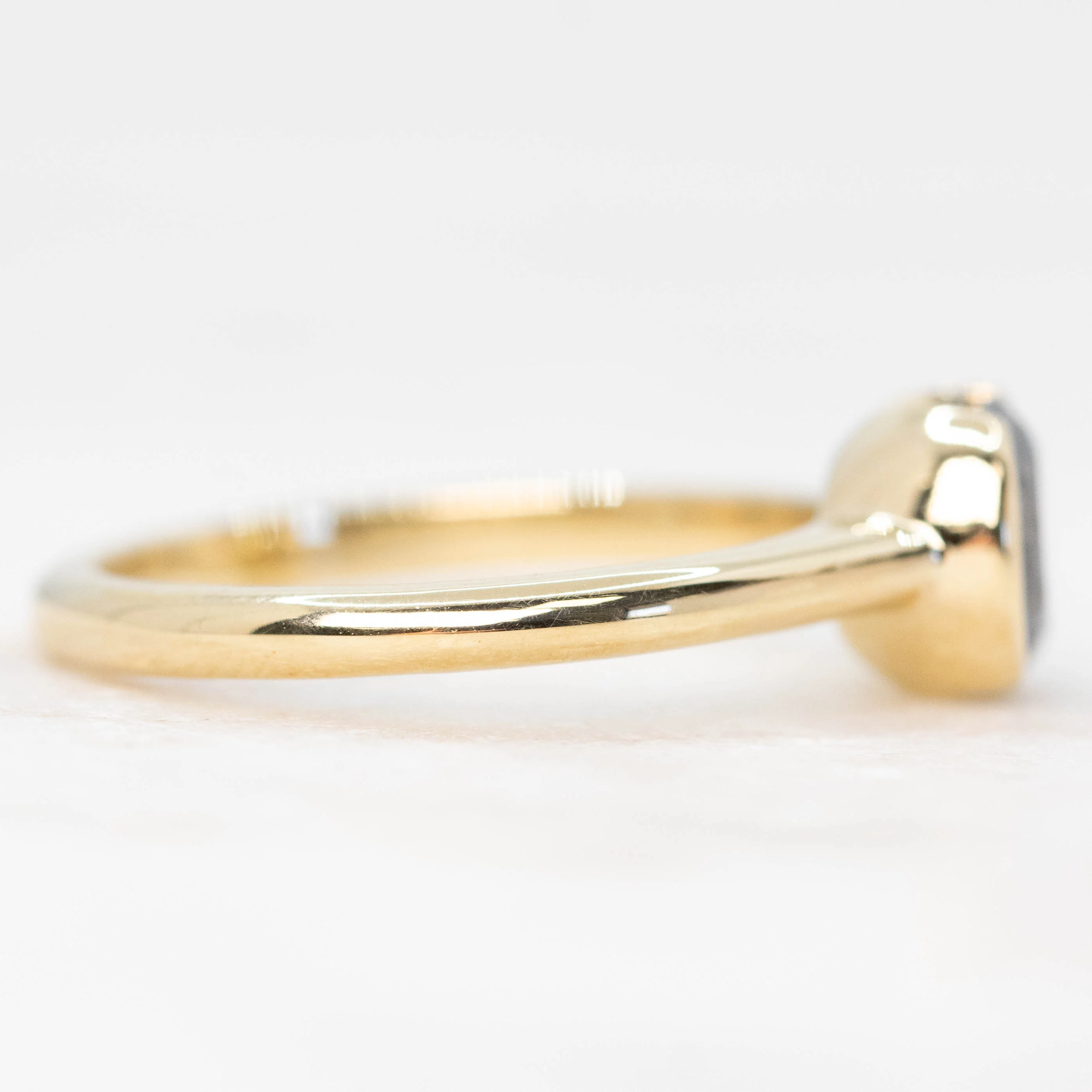 Verbena Ring with a 1.09 Carat Round Dark Salt and Pepper Diamond in 14k Yellow Gold - Ready to Size and Ship - Image 5