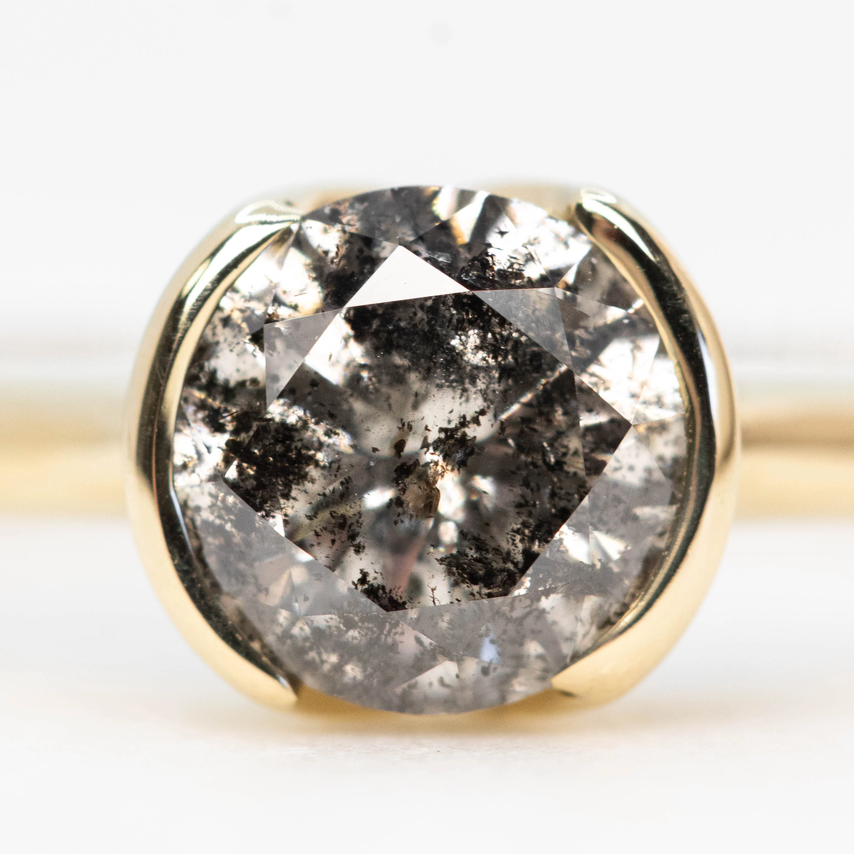 Verbena Ring with a 1.09 Carat Round Dark Salt and Pepper Diamond in 14k Yellow Gold - Ready to Size and Ship - Image 7