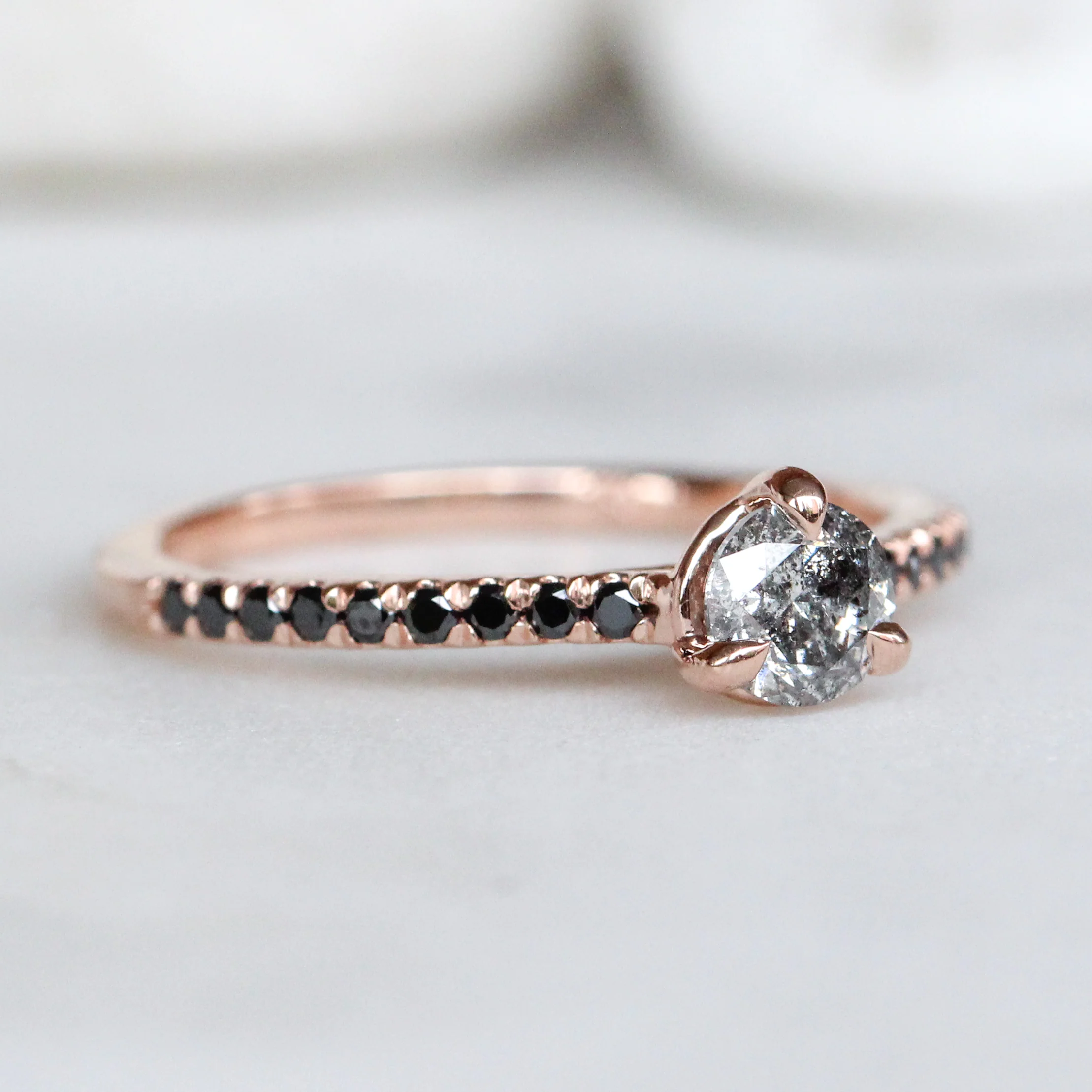 Veronica Ring with a 0.50 Carat Stormy Gray Diamond and Black Accent Diamonds - Made to Order - Image 3