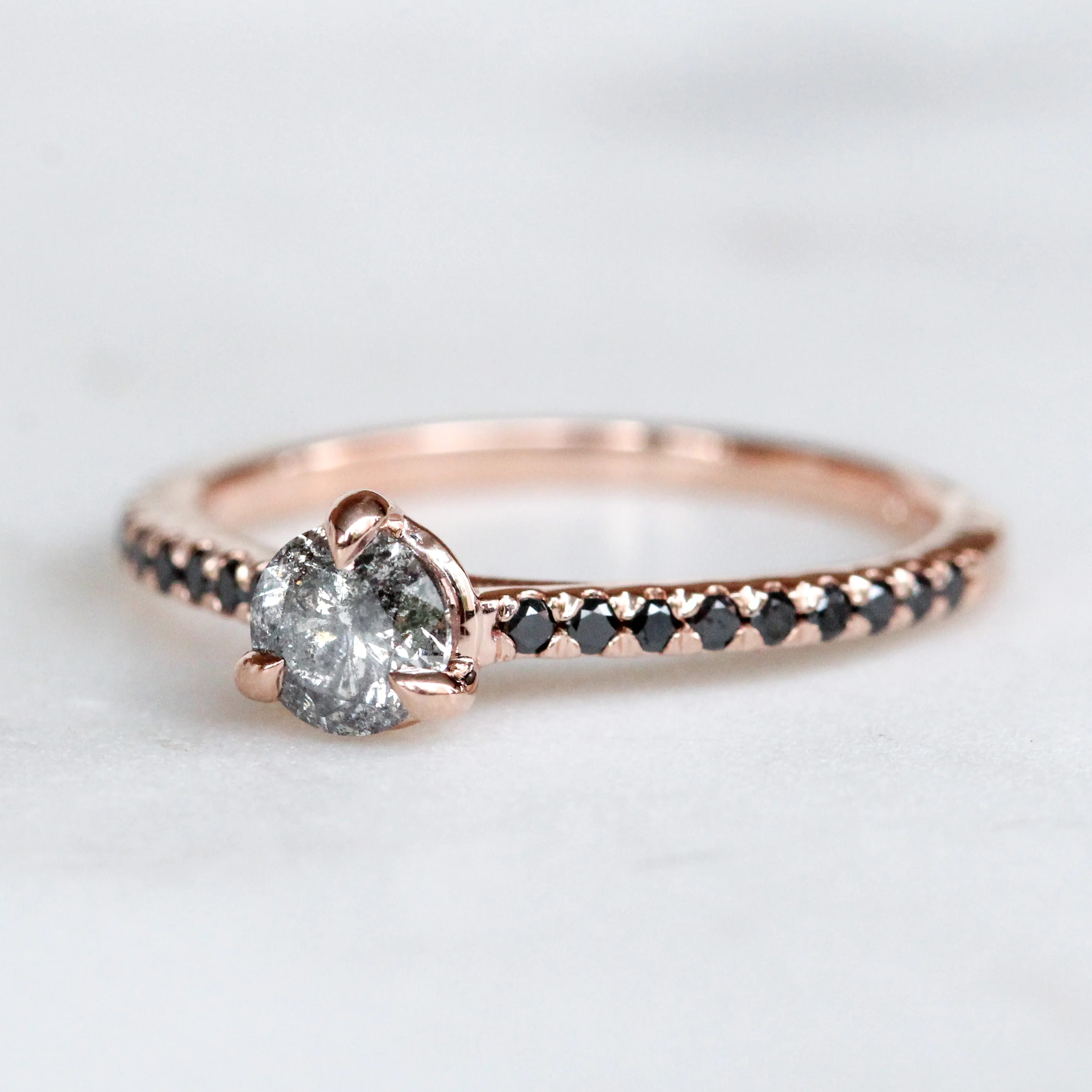 Veronica Ring with a 0.50 Carat Stormy Gray Diamond and Black Accent Diamonds - Made to Order - Image 4