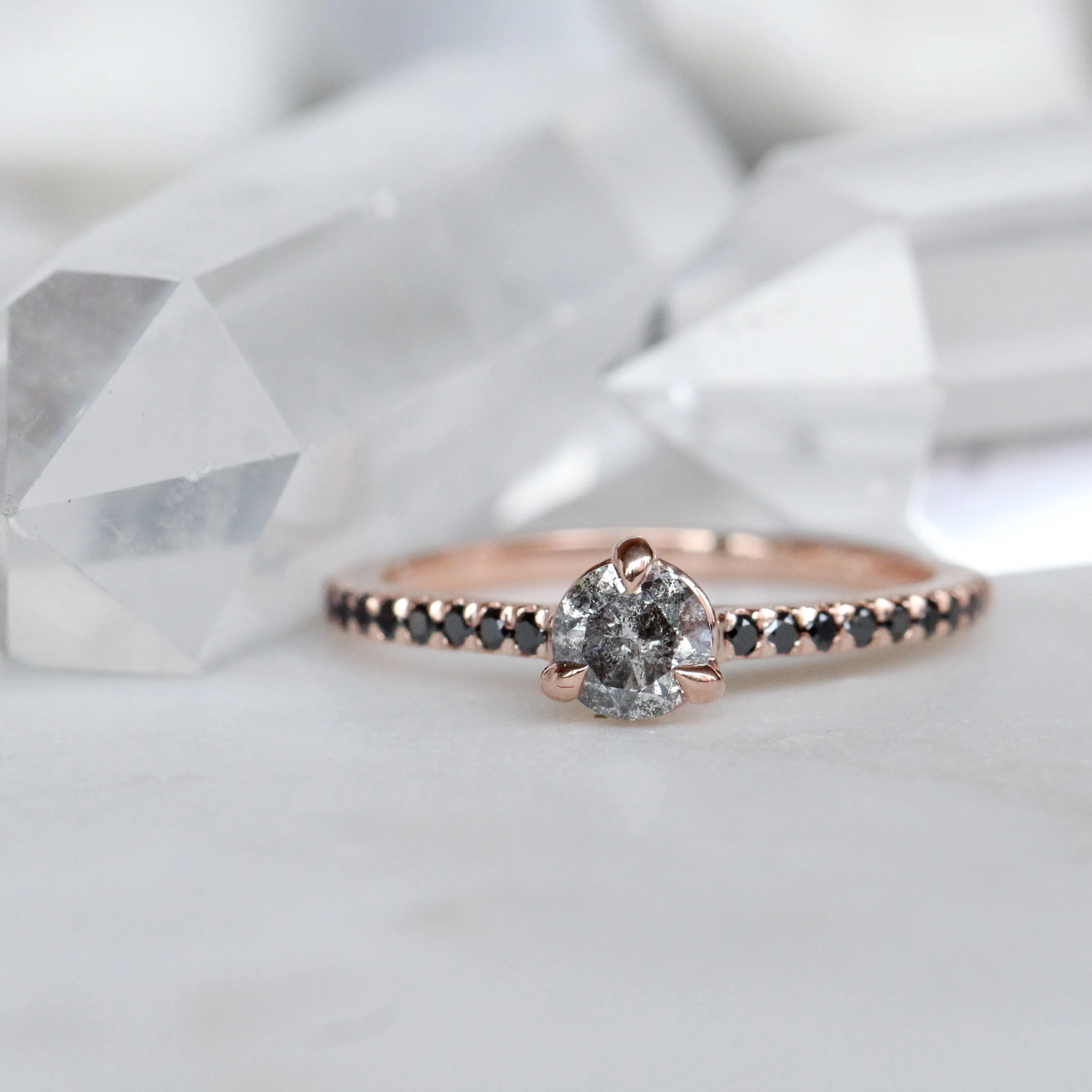 Veronica Ring with a 0.50 Carat Stormy Gray Diamond and Black Accent Diamonds - Made to Order - Image 6