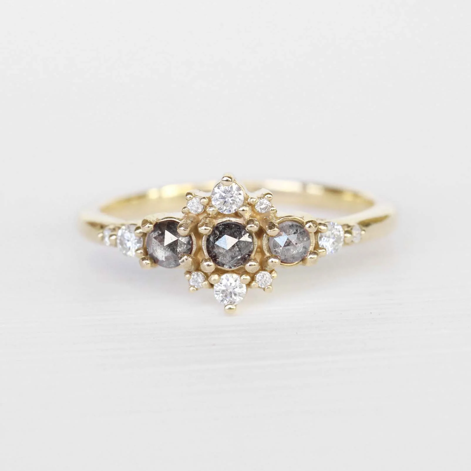 Victoria Ring with Three Celestial Gray Diamonds - Made to Order - Image 2