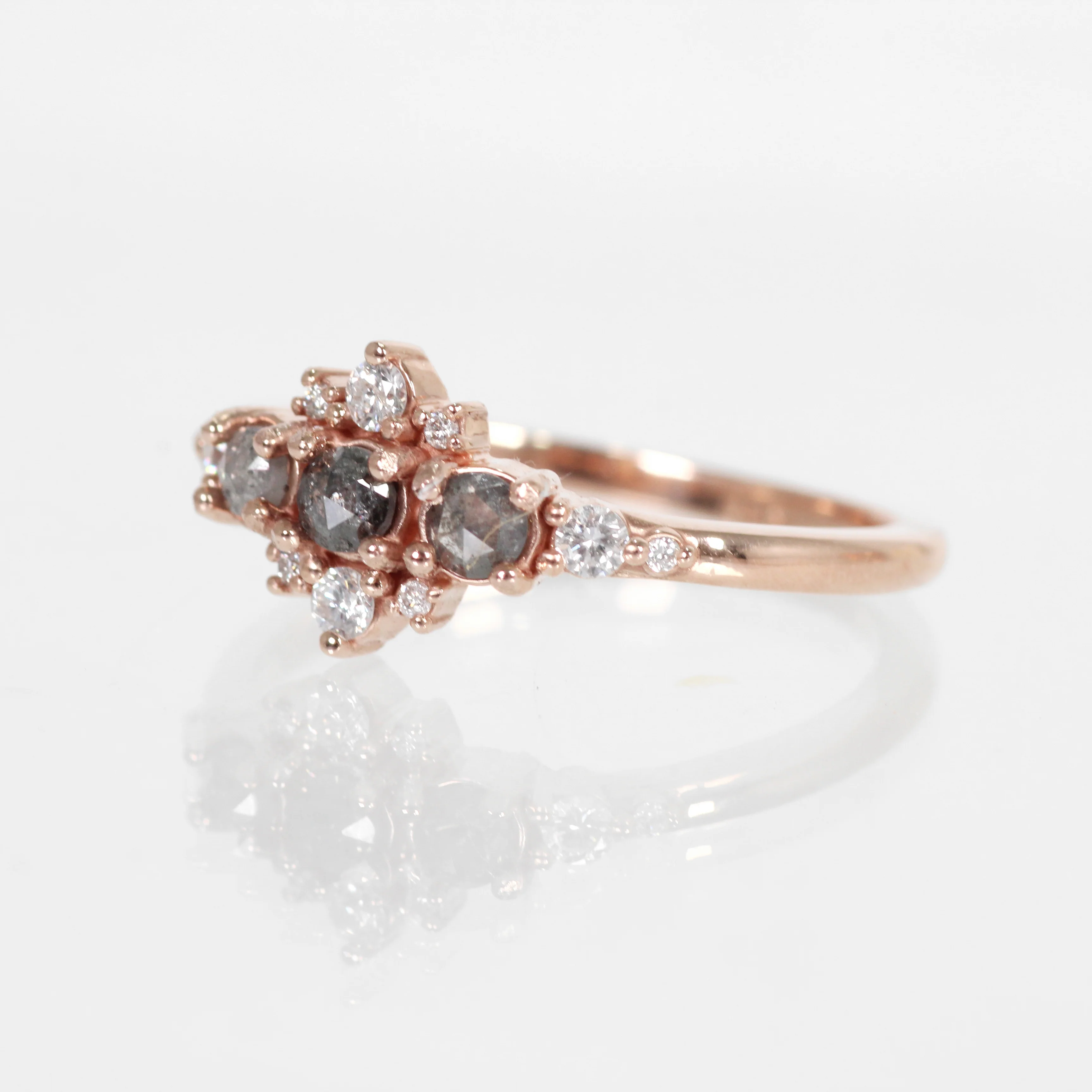 Victoria Ring with Three Celestial Gray Diamonds - Made to Order - Image 3