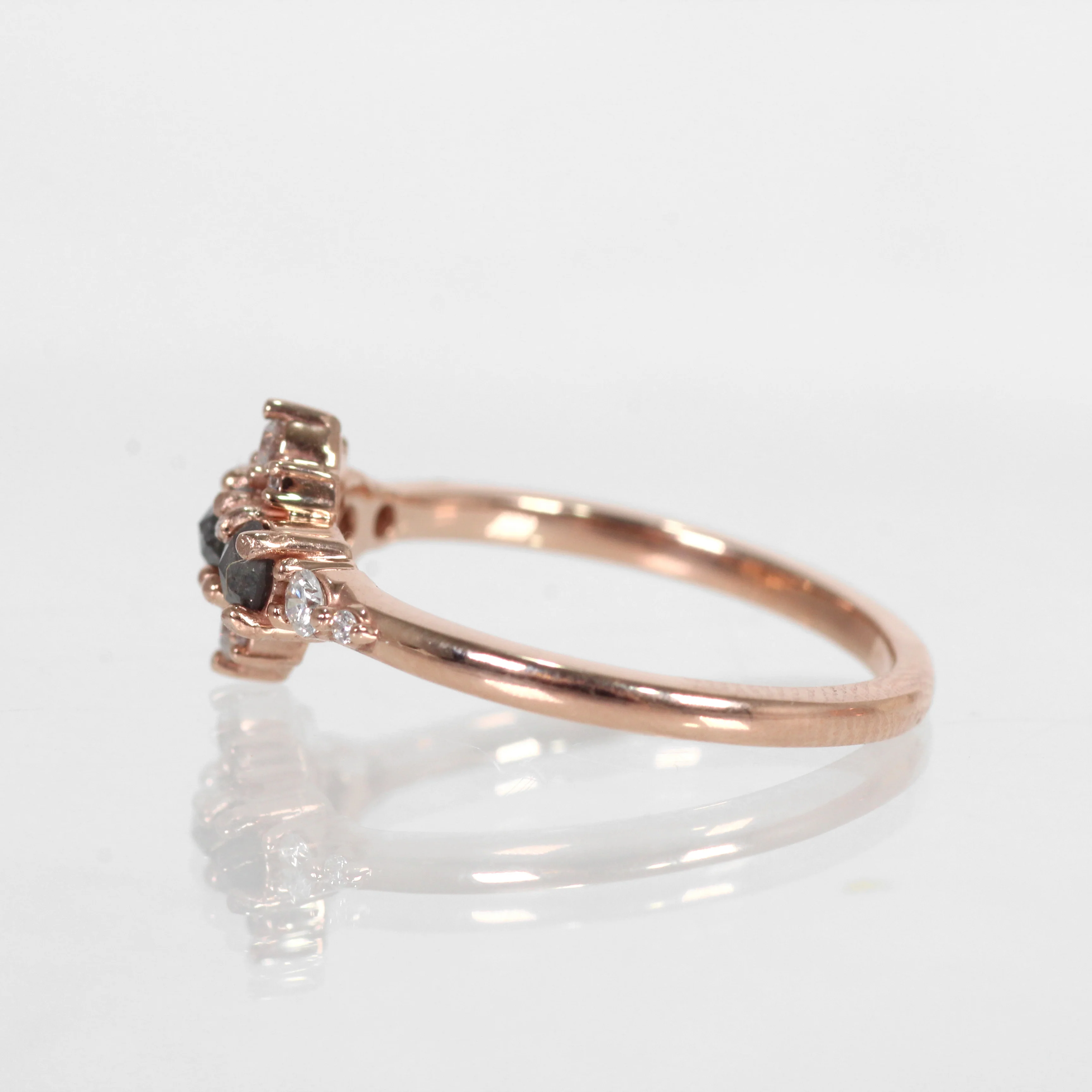 Victoria Ring with Three Celestial Gray Diamonds - Made to Order - Image 4