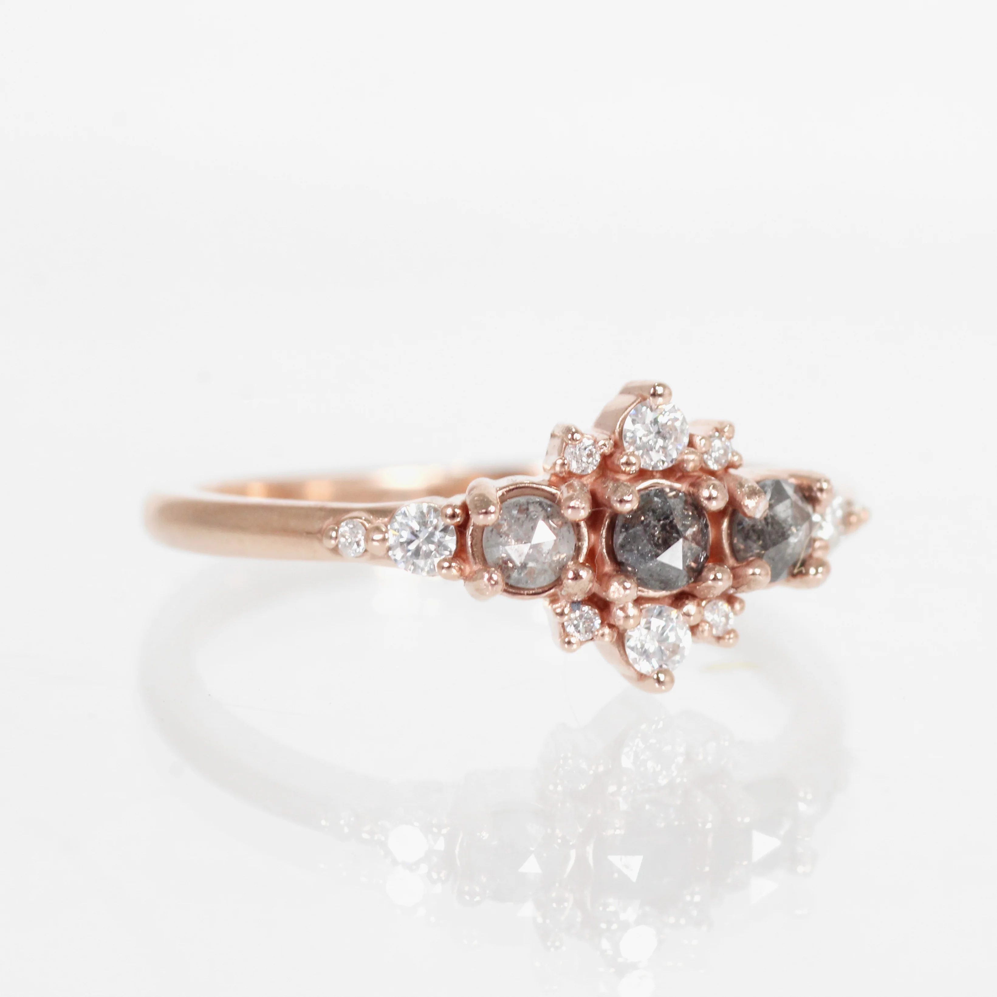 Victoria Ring with Three Celestial Gray Diamonds - Made to Order - Image 7