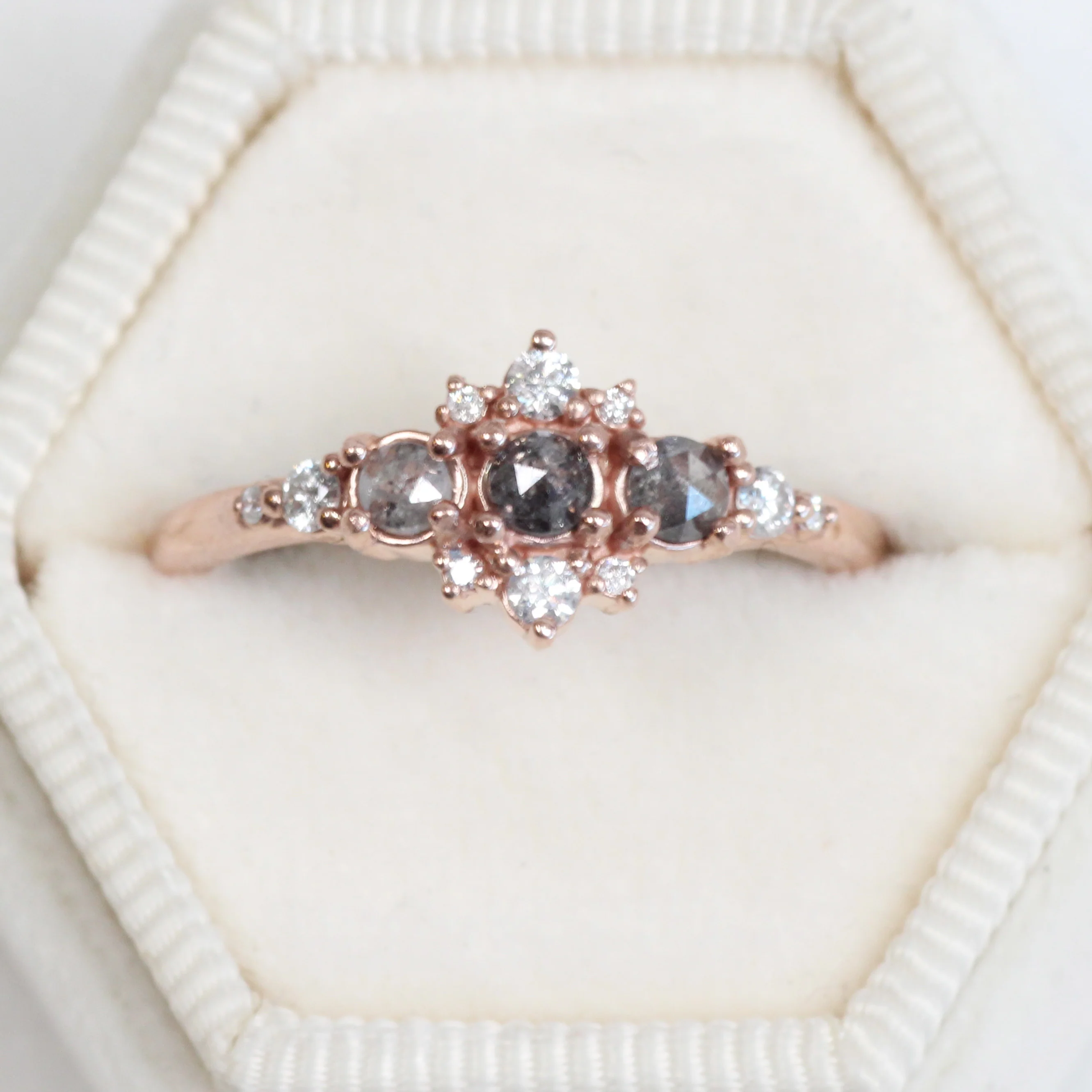 Victoria Ring with Three Celestial Gray Diamonds - Made to Order - Image 8