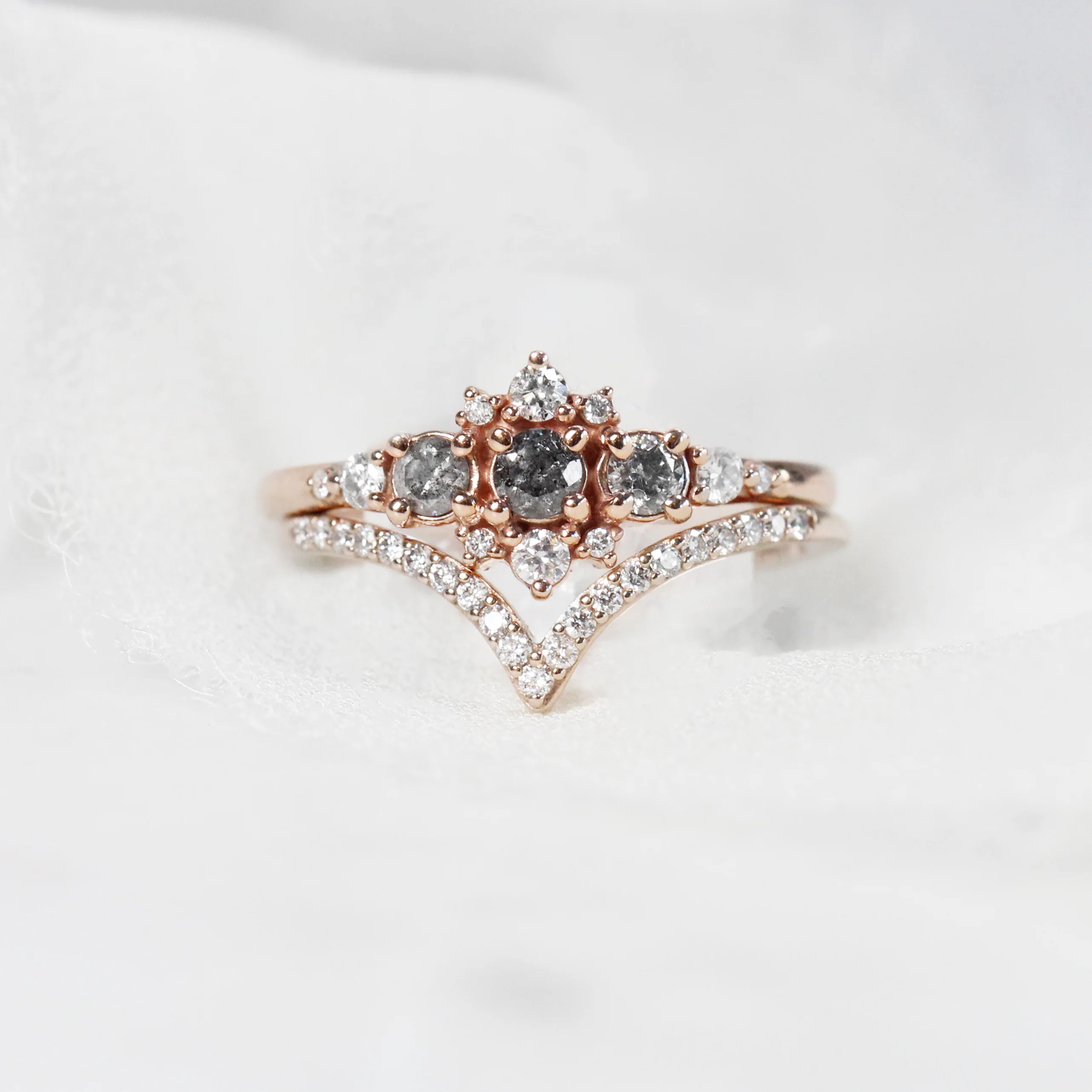 Victoria Ring with Three Celestial Gray Diamonds - Made to Order - Image 9