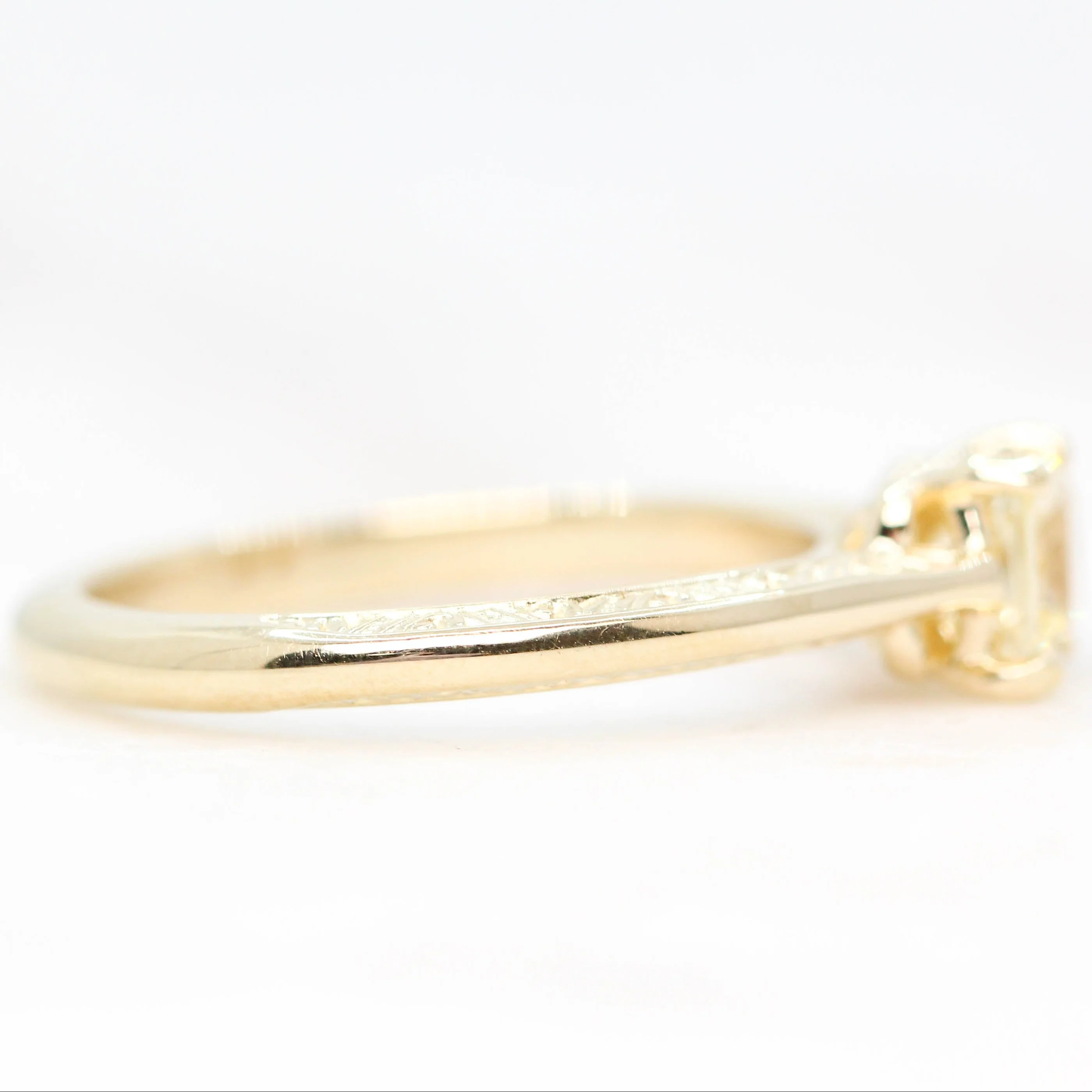 Vivienne Ring with a 0.77 Carat Radiant Cut Clear Champagne Sapphire in 14k Yellow Gold - Ready to Size and Ship - Image 5