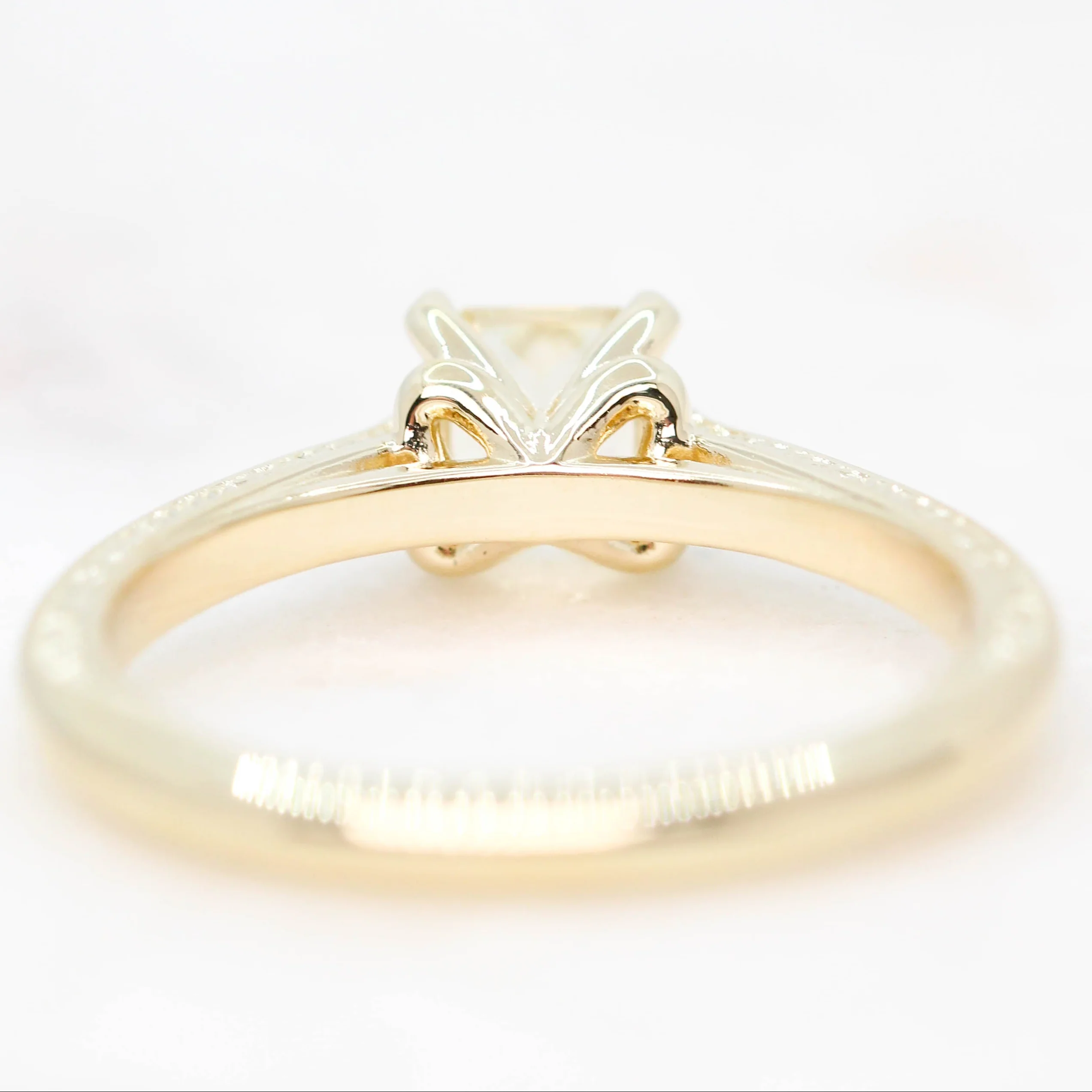 Vivienne Ring with a 0.77 Carat Radiant Cut Clear Champagne Sapphire in 14k Yellow Gold - Ready to Size and Ship - Image 6