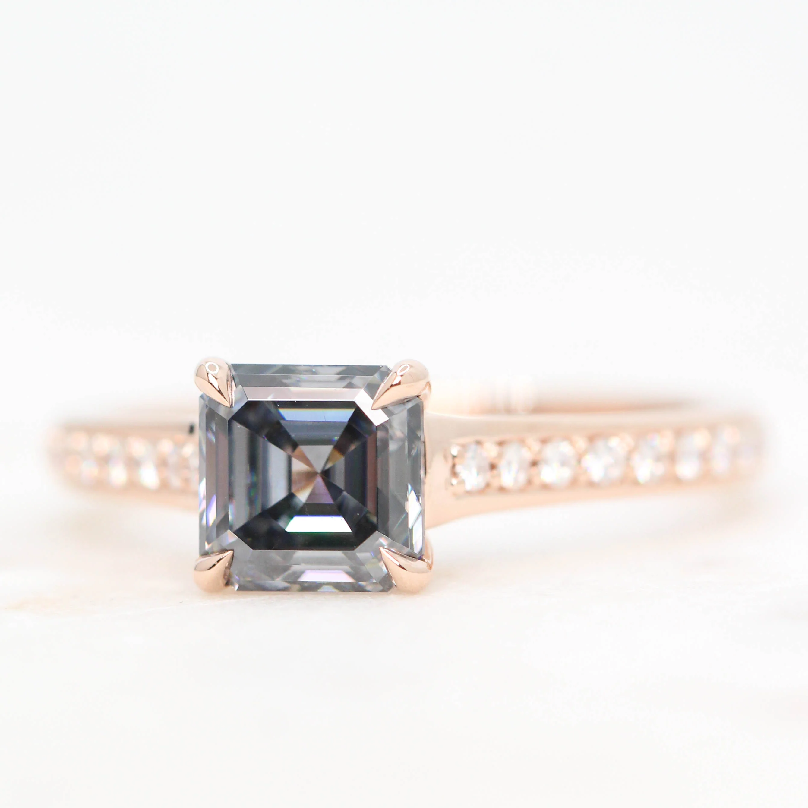 Willemina Ring with an Asscher Cut Gray Moissanite - Made to Order - Image 3