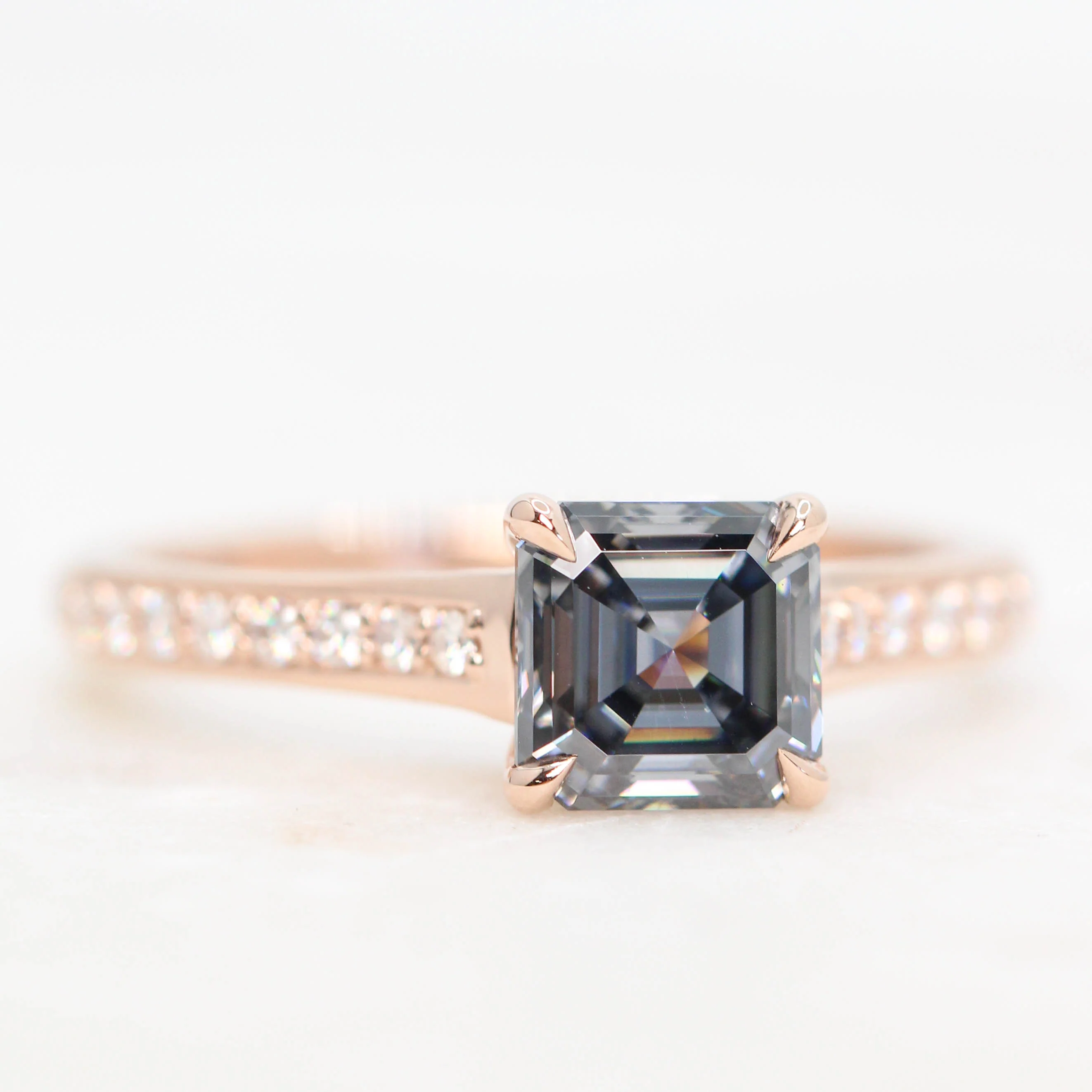 Willemina Ring with an Asscher Cut Gray Moissanite - Made to Order - Image 4