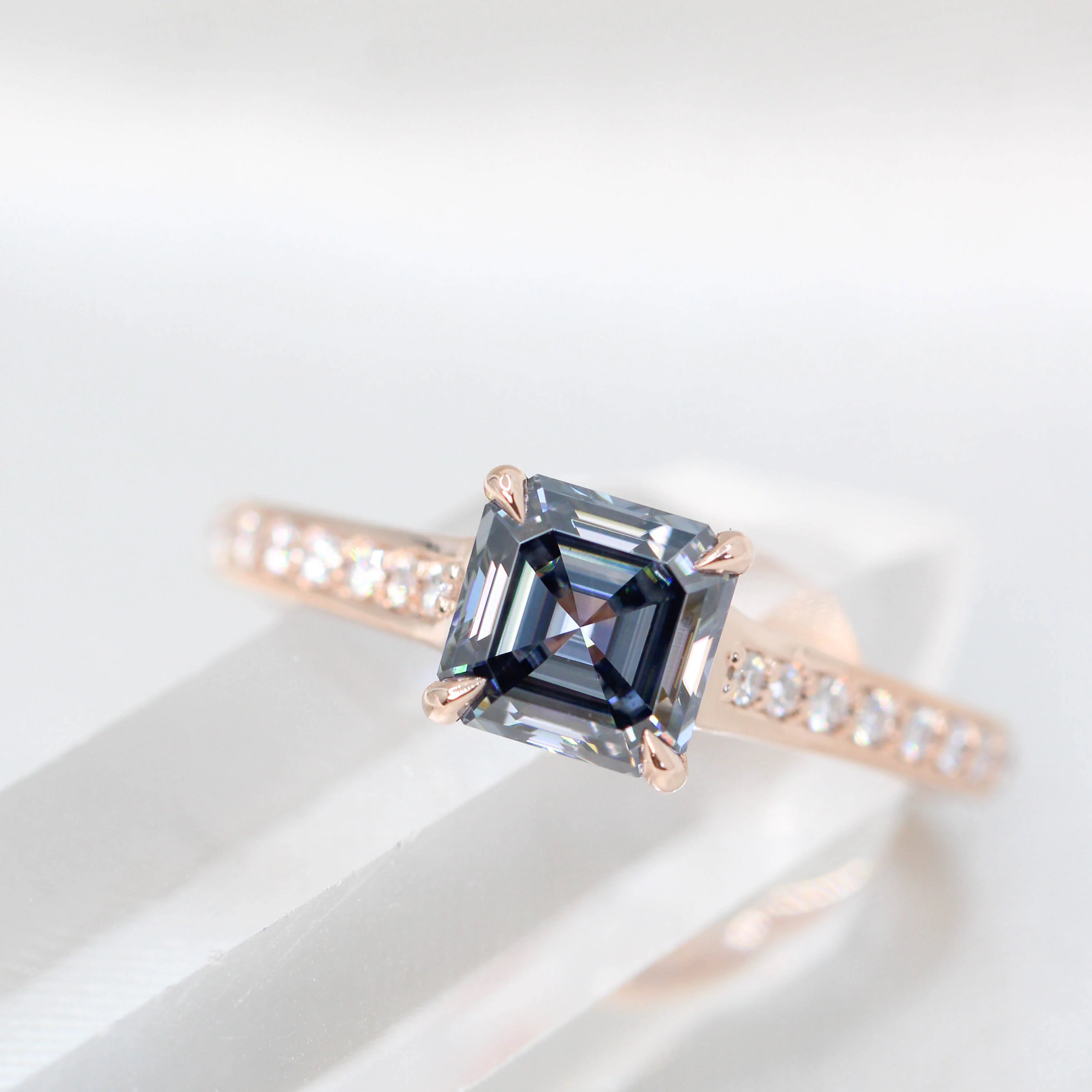 Willemina Ring with an Asscher Cut Gray Moissanite - Made to Order - Image 7
